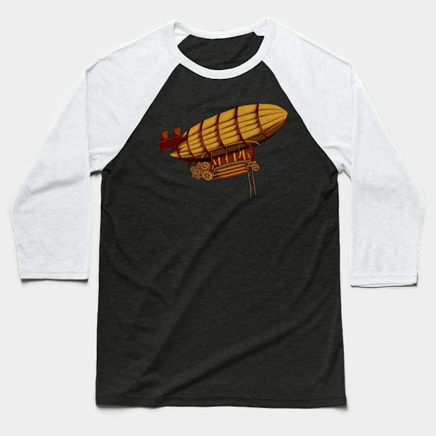 Retro airship Baseball T-Shirt by Erena Samohai